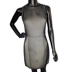 Zara Black Fishnet Mesh Overlay Sleeveless Sheath Dress XS